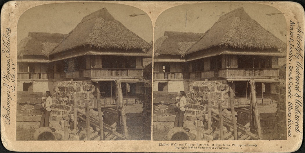 Riddled Wall and Filipino Barricade, at Tina Jeros, Philippine Islands.